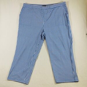 Susan Graver Weekend Premium Stretch Crop Pants Women Plus Size 3XT Blue Gingham